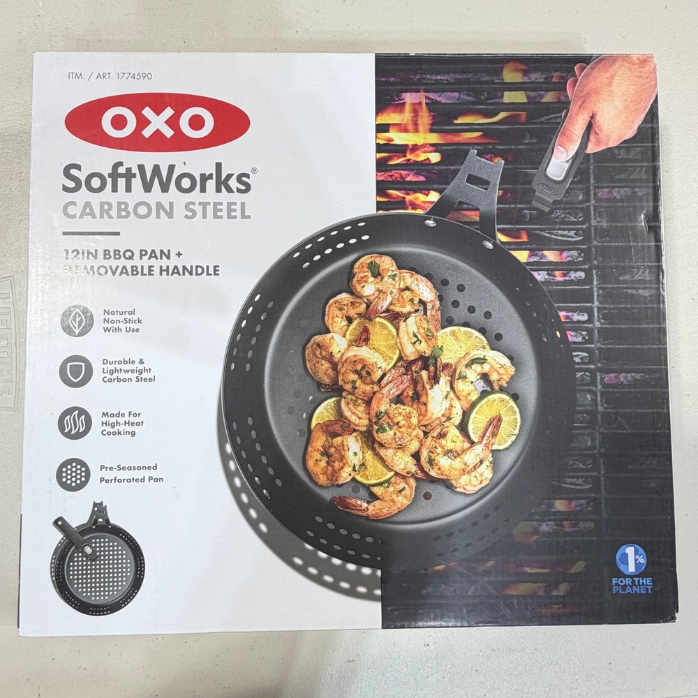 OXO SoftWorks BBQ Grill Pan 12in Removable Handle Non-stick Carbon Steel NEW